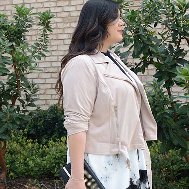 Plus Size Jennifer Lopez Faux-Suede Moto Jacket