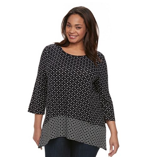 Plus Size Croft & Barrow® Mock-Layer Scoopneck Tee