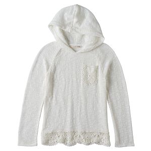 Girls 7-16 Self Esteem Nep Lace Trim Hoodie