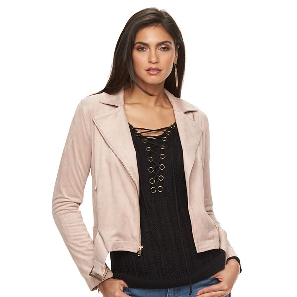 Women's Jennifer Lopez Faux-Suede Moto Jacket