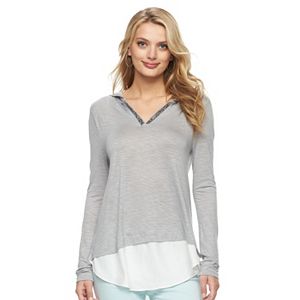 Women's Juicy Couture Hooded Mock-Layer Top