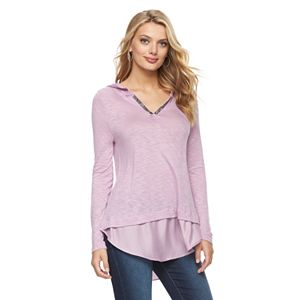 Women's Juicy Couture Hooded Mock-Layer Top