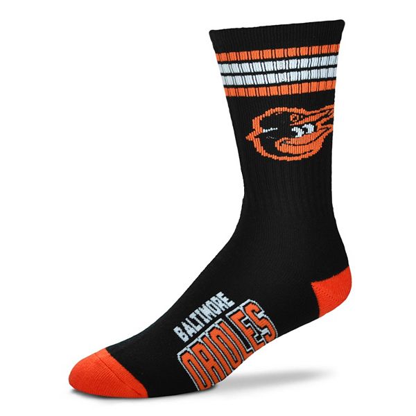 Men's For Bare Feet Baltimore Orioles Deuce Striped Crew Socks