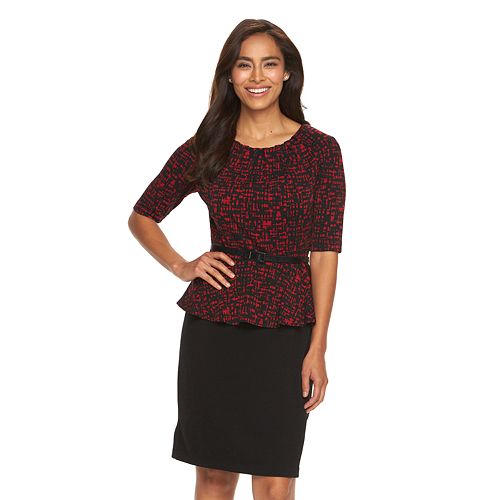 Download Women's Connected Apparel Mock-Layer Peplum Dress