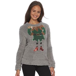 Juniors' Miss Chievous Sherpa Holiday Sweater