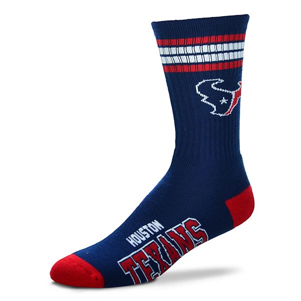 Men's For Bare Feet Houston Texans Deuce Striped Crew Socks