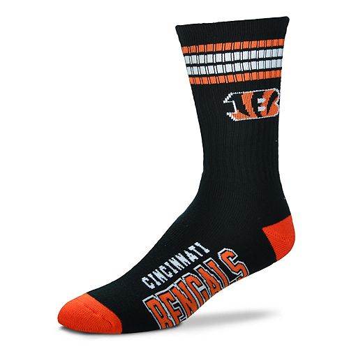 Men's For Bare Feet Cincinnati Bengals Deuce Striped Crew Socks