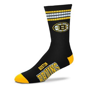 Men's For Bare Feet Boston Bruins Deuce Striped Crew Socks