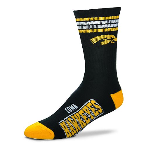 Men's For Bare Feet Iowa Hawkeyes Deuce Striped Crew Socks