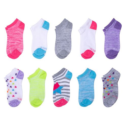 Girls 416 Hanes 10pk. NoShow Socks