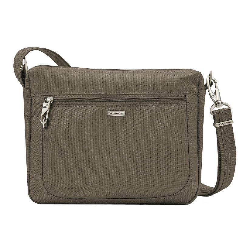 Travelon Anti-Theft Classic East-West Crossbody Bag, Beig/Green