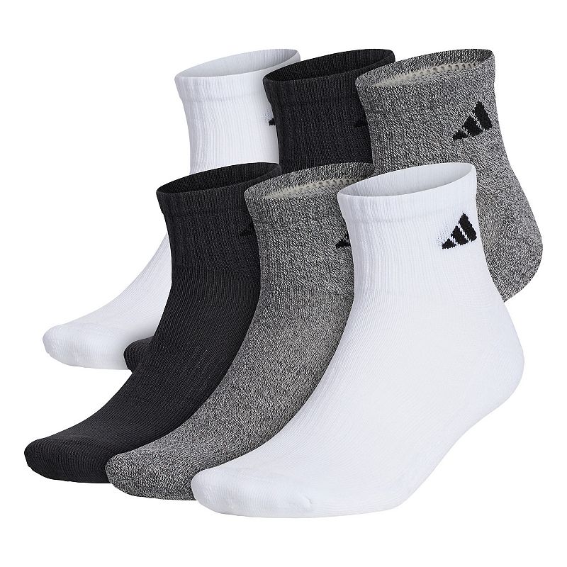 Mens adidas 6-pack climalite Cushioned Performance Quarter Socks, Size: 6-