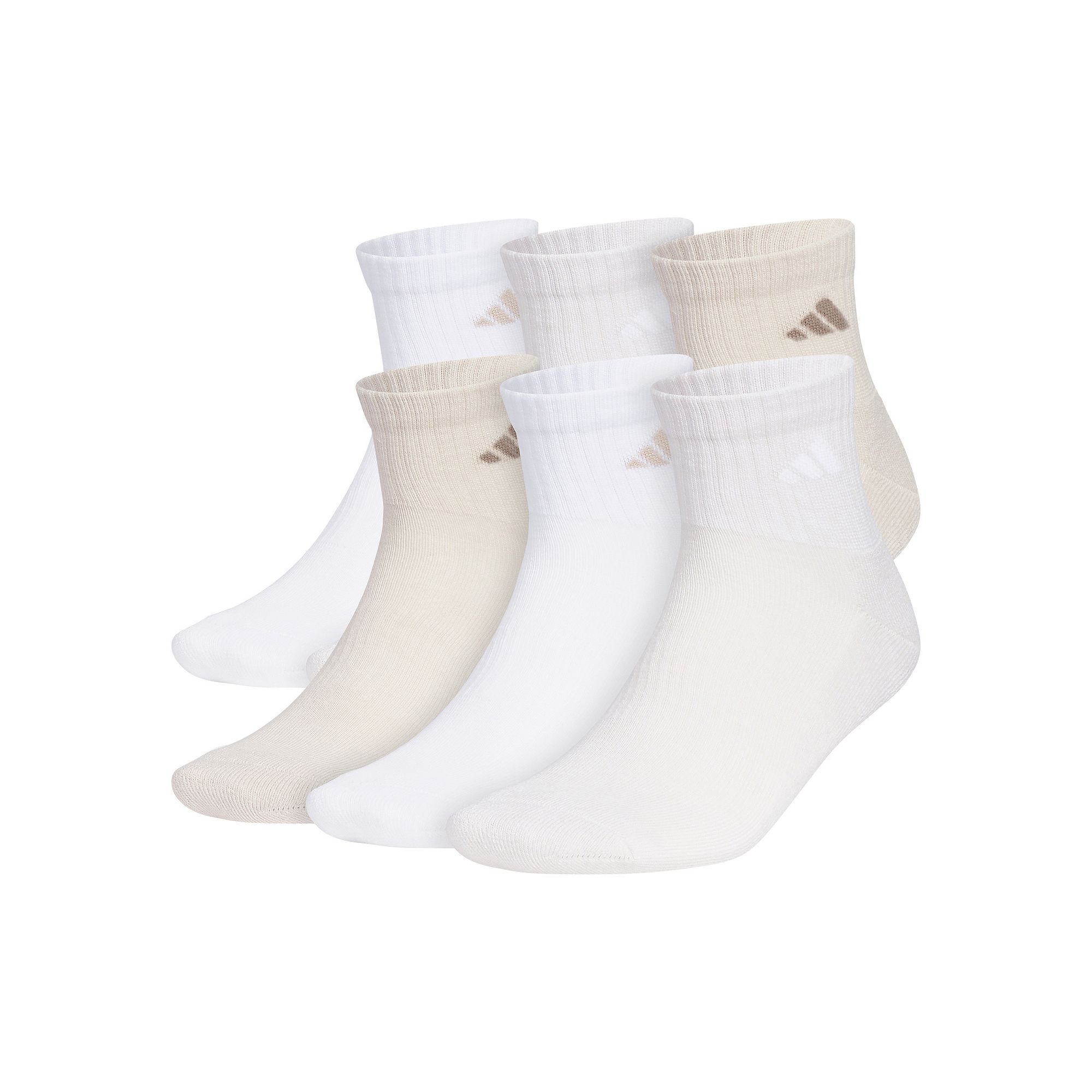 Mens adidas 6-pack Athletic Cushioned Quarter Socks, Size: 8-12, Wonder Be