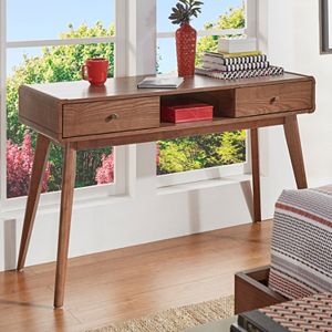 HomeVance Skagen Walnut Finish 2-Drawer Vanity Desk