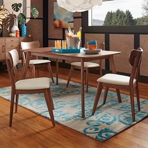 HomeVance Skagen Upholstered Walnut Finish Dining Chair 5-piece Set