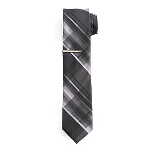 Men's Van Heusen Patterned Skinny Tie With Tie Bar