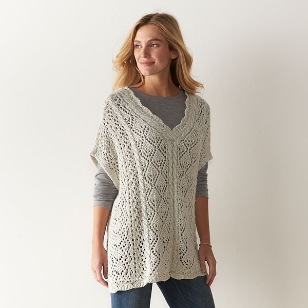 Women's Sonoma Goods For Life® Pointelle Poncho Sweater