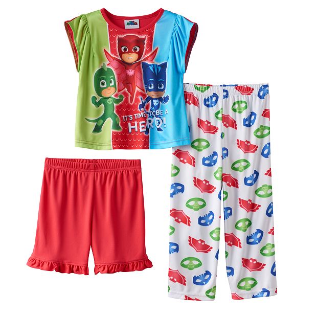 Toddler Girl PJ Masks Owlette Catboy Gekko 3 pc. Pajama Set