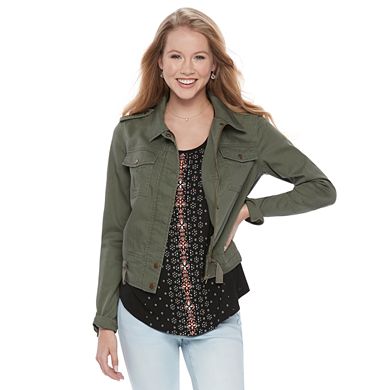 Juniors' Mudd® Zip Snap Utility Jacket
