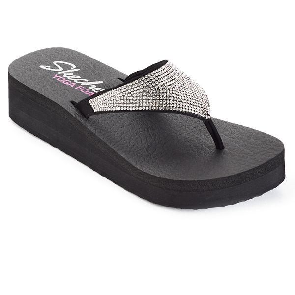 Skechers Vinyasa Women's Rhinestone Yoga Mat Wedge Flip-Flops