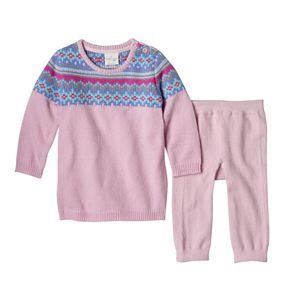 Baby Girl Cuddl Duds Fairisle Sweaterdress & Pants Set