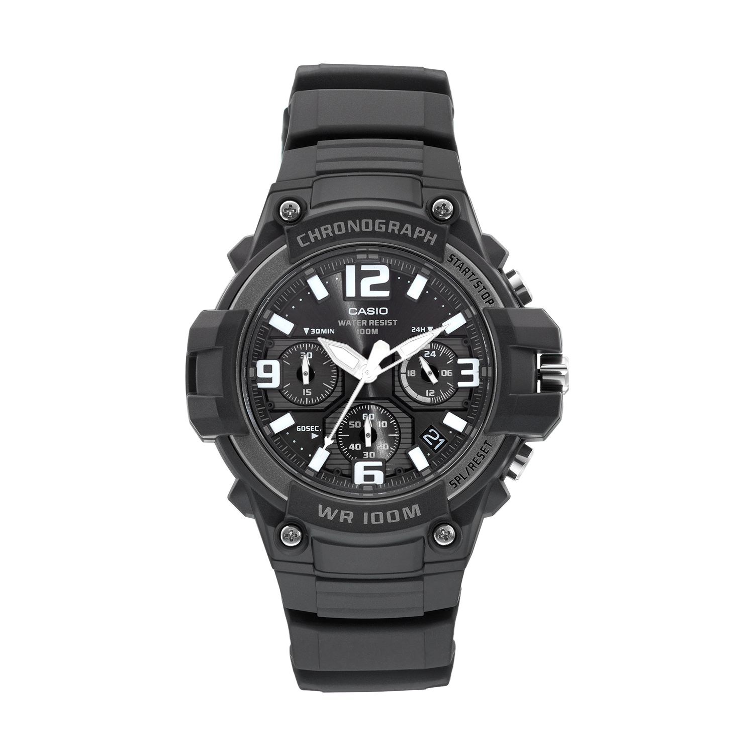 casio black chronograph watch