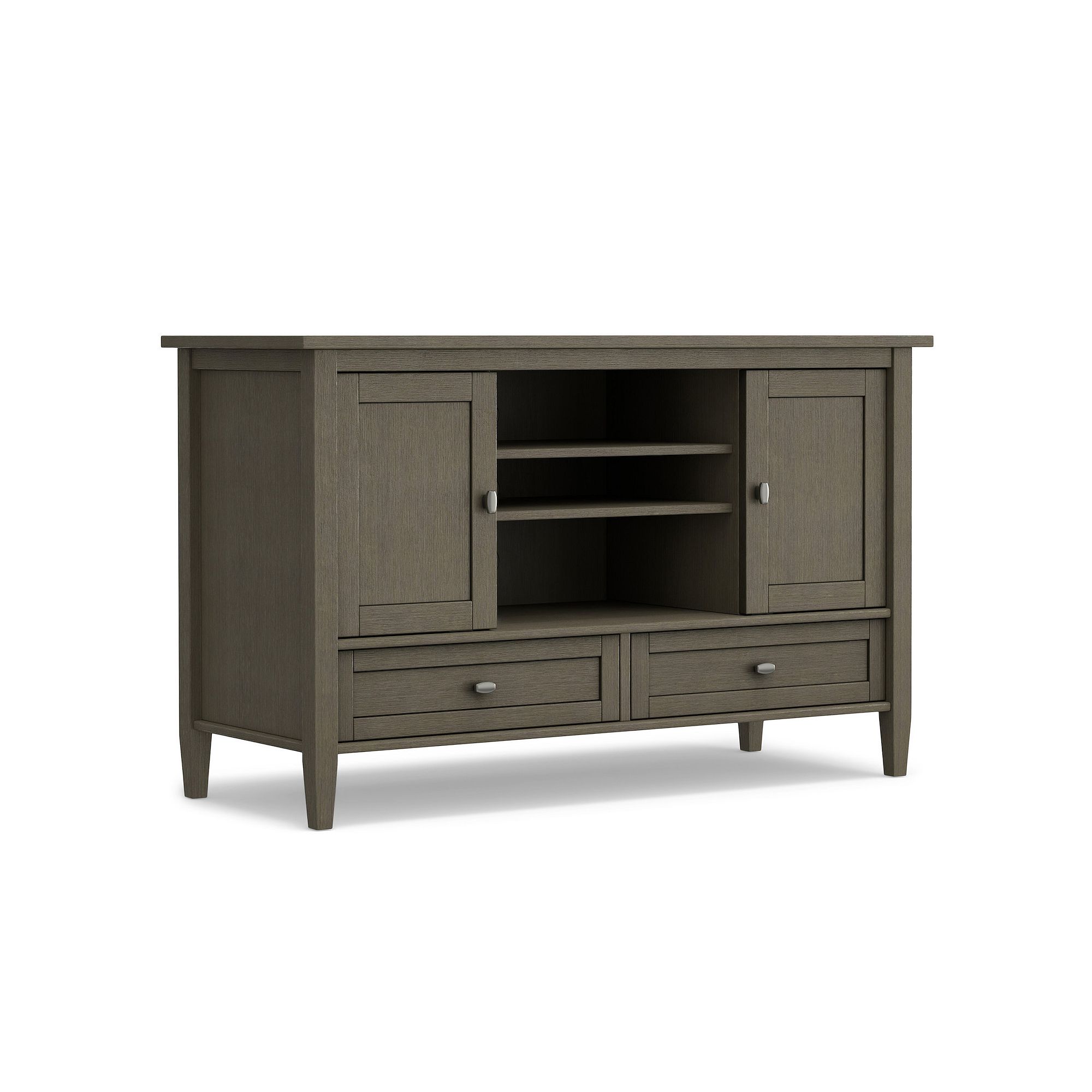 Simpli Home Warm Shaker Rustic TV Media Stand, Farmhouse Gray