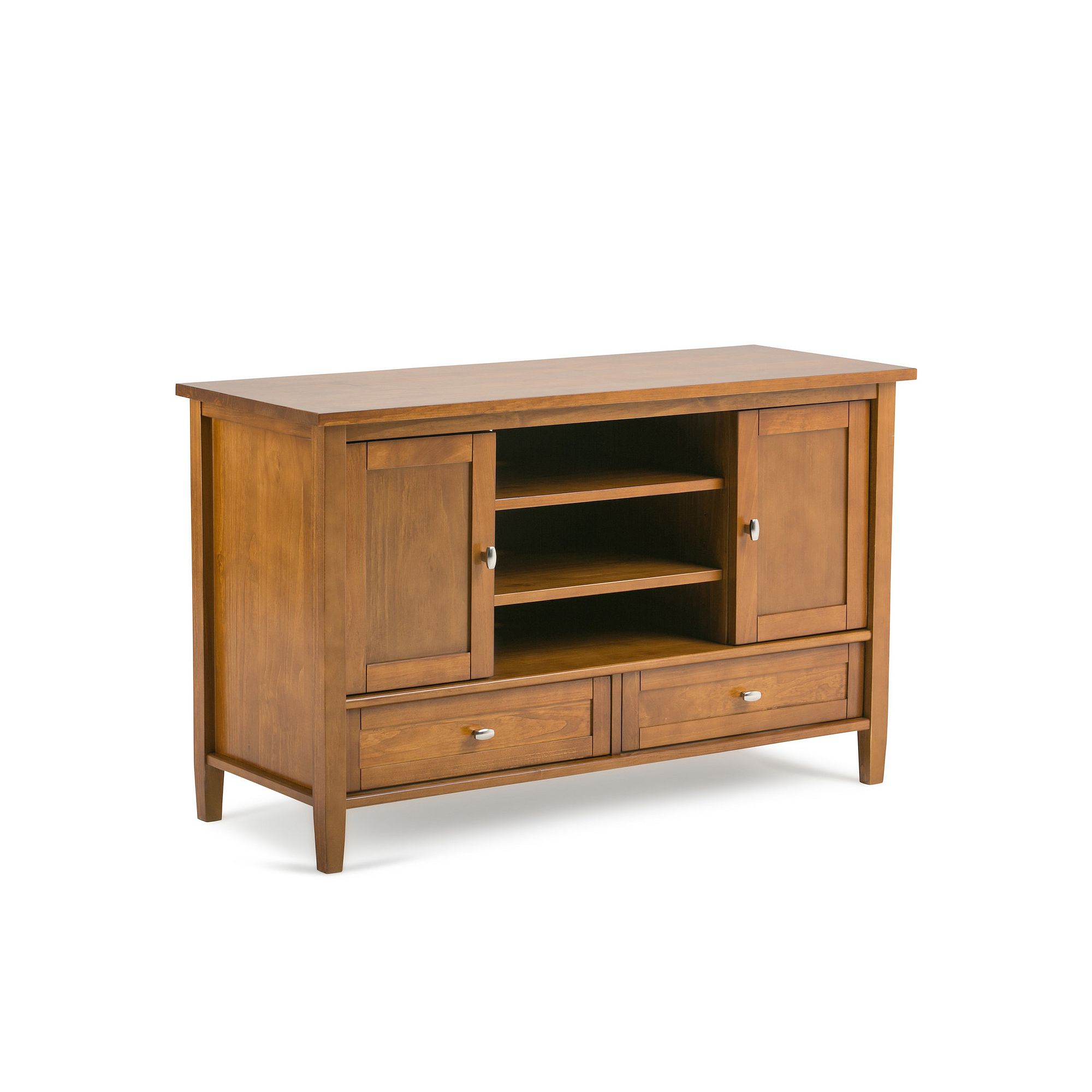 Simpli Home Warm Shaker Rustic TV Media Stand, Vlight Golden Brown