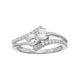 Sterling Silver Lab-Created White Sapphire 2-Stone Ring
