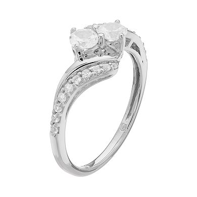 Sterling Silver Lab-Created White Sapphire 2-Stone Ring