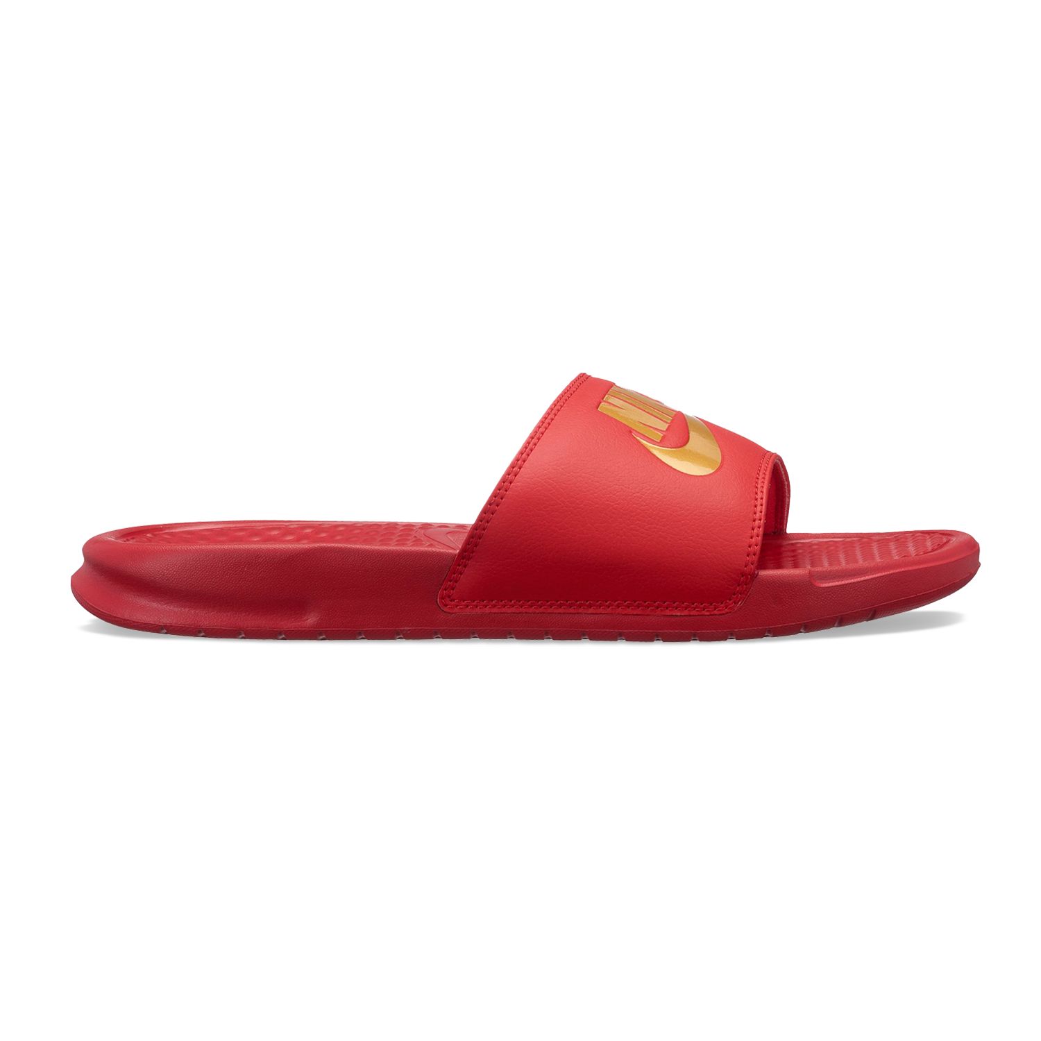 nike slides mens red and gold