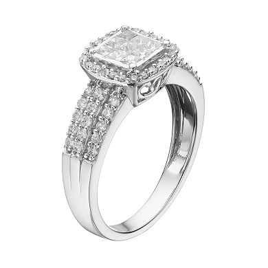 Simply Vera Vera Wang 14k White Gold 3/4 Carat T.W. Diamond Halo Engagement Ring