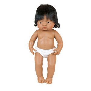 Miniland Educational 15-in. Straight Brown Hair & Brown-Eyed Girl Doll