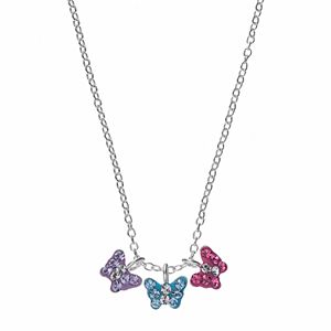 Charming Girl Kids' Sterling Silver Crystal Butterfly Charm Necklace