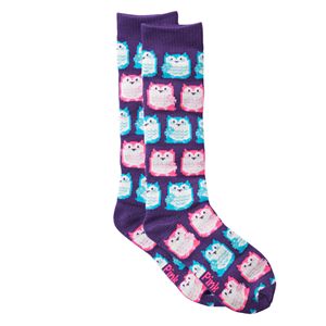 Girls 4-16 Pink Cookie Print Knee-High Sweater Socks