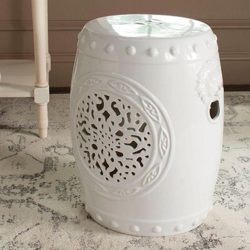 Safavieh Flower Drum Indoor/Outdoor Garden Patio Stool  White