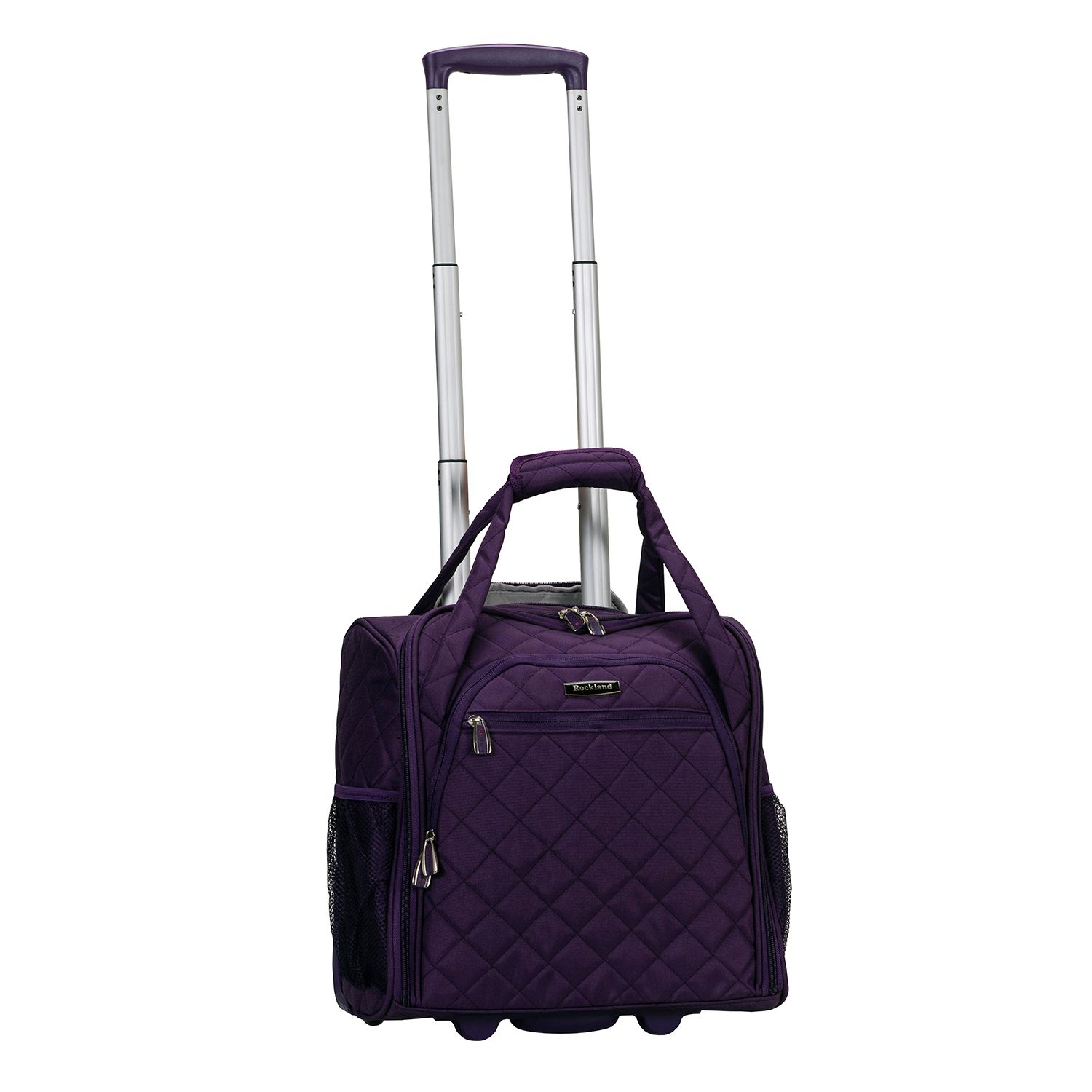 purple carry on luggage with wheels