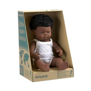 Miniland Brunnette Brown-Eyed Baby Boy Doll