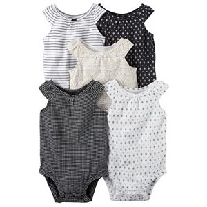 Baby Girl Carter's 5-pk. Print Cap-Sleeve Bodysuits