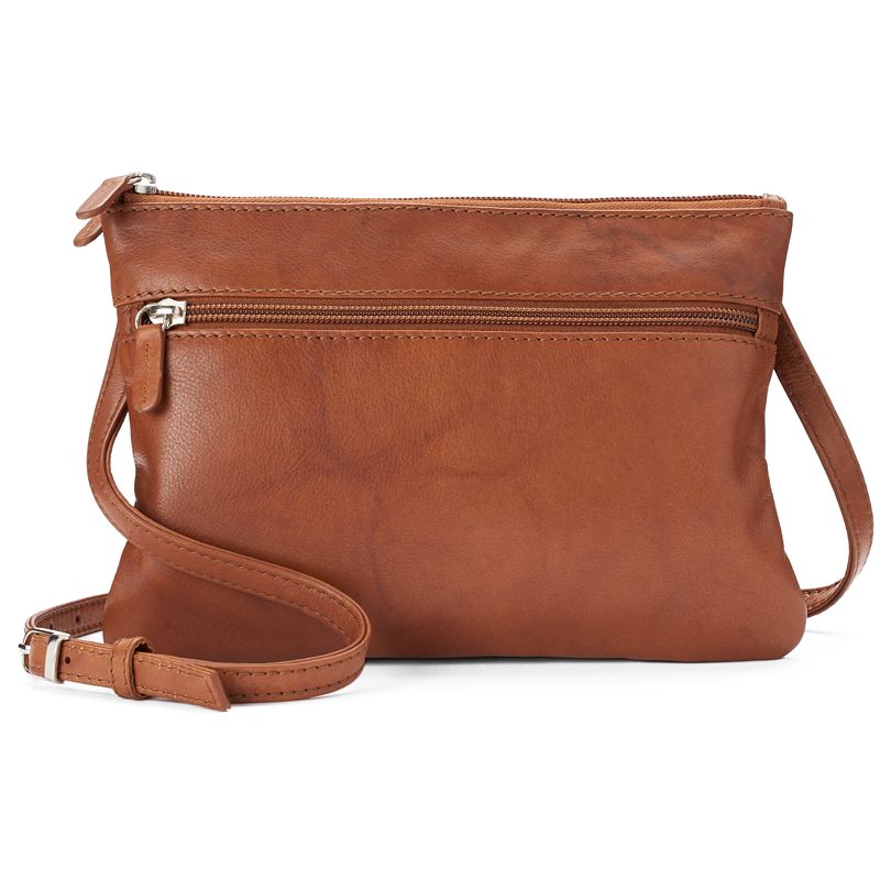 ili Double Entry Leather Crossbody Bag, Brown