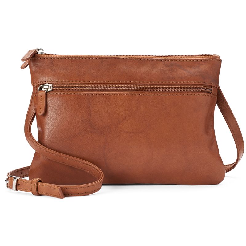 ili Double Entry Leather Crossbody Bag, Antique Saddle