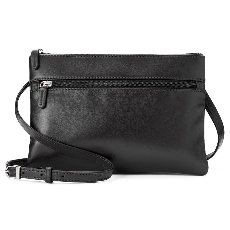 ili Double Entry Leather Crossbody Bag, Black