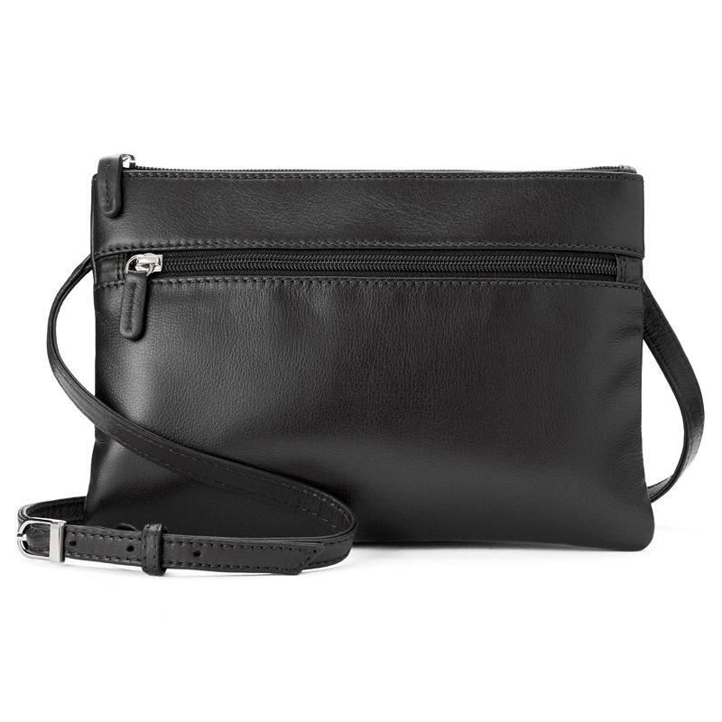 49059388 ili Double Entry Leather Crossbody Bag, Black sku 49059388