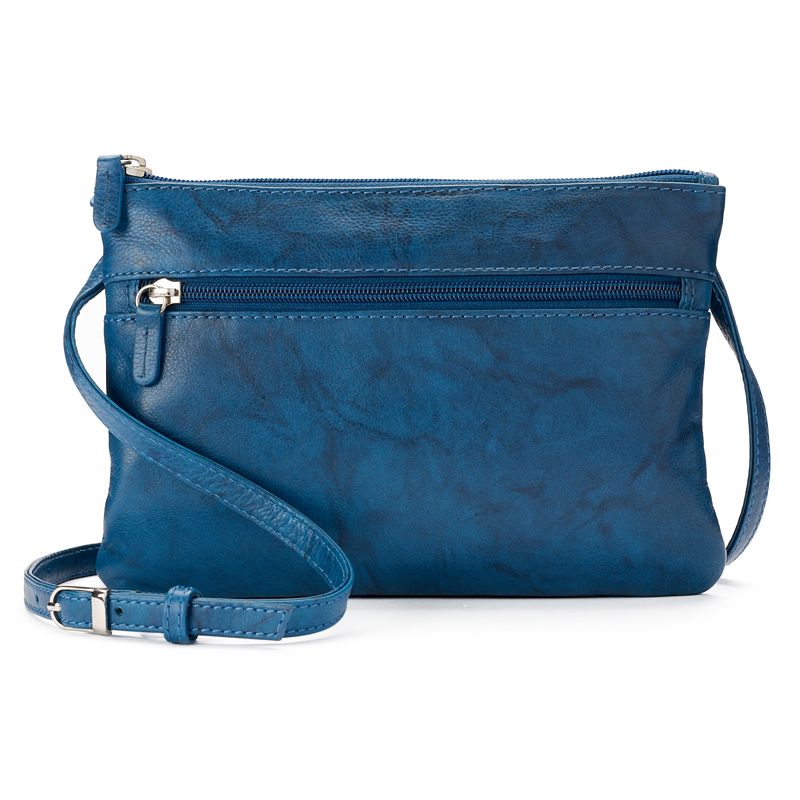 ili Double Entry Leather Crossbody Bag, Blue