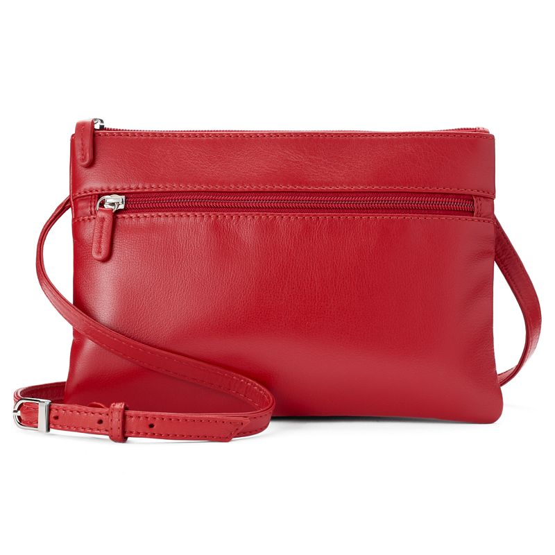ili Double Entry Leather Crossbody Bag, Red