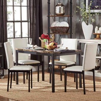 HomeVance Catania Dining Table & Faux-Leather Dining Chair 5 pc Set