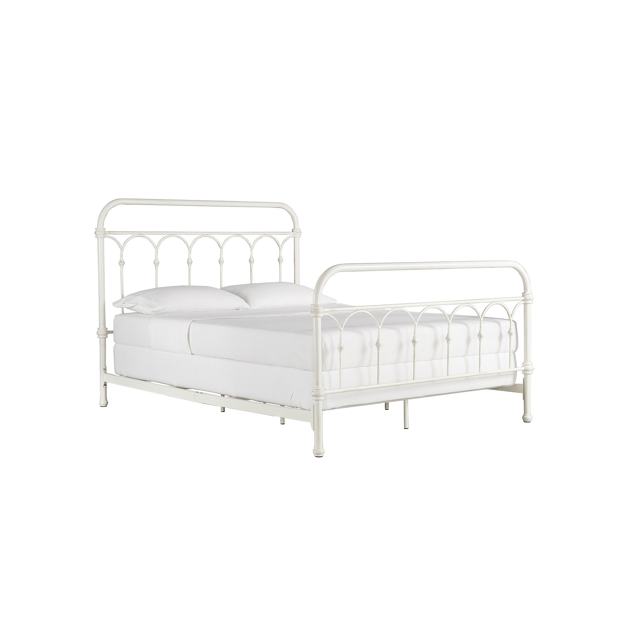 HomeVance Harper Casted Knot Metal Bed, Antique White