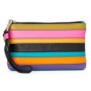 ili Striped Leather Wristlet