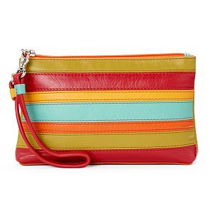ili Striped Leather Wristlet