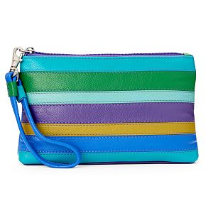 ili Striped Leather Wristlet